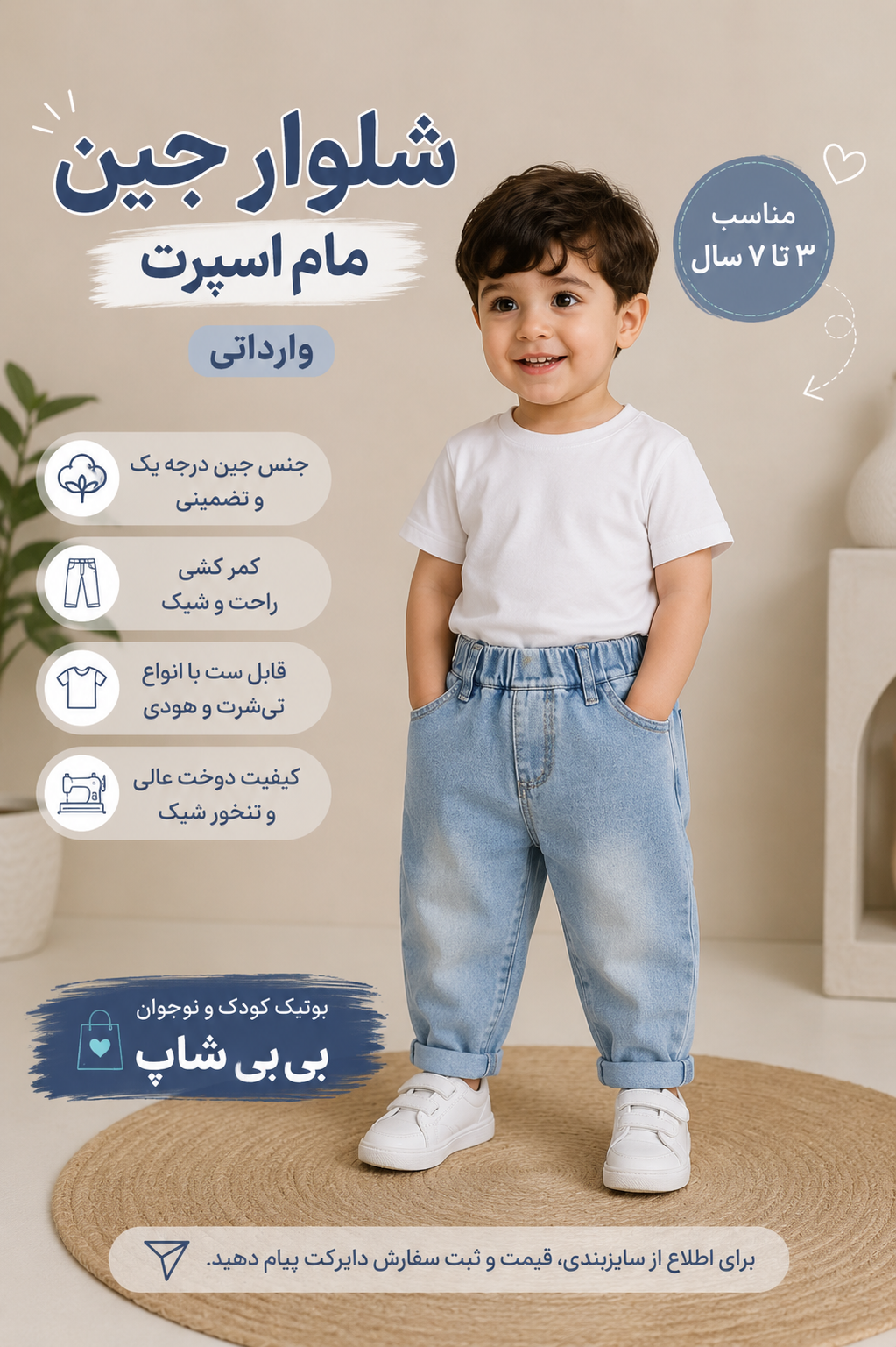 شلوار جین مام اسپرت پارچه نرم لطیف